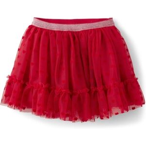 Gymboree Girls Bright Red Tulle Valentine's Heart Print Tutu Skirt Size 10 NEW